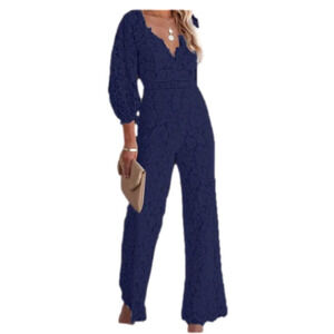 LACE long sleeves chump suit . Fully lined.   V frontal